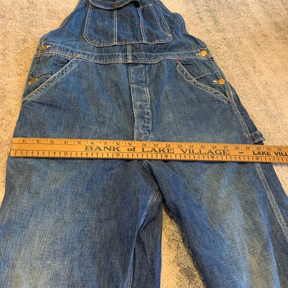 VINTAGE BLUE BELL SANFORIZED DENIM CARPENTER BIB OVERALLS ~34 X ~28 - Picture 9 of 11